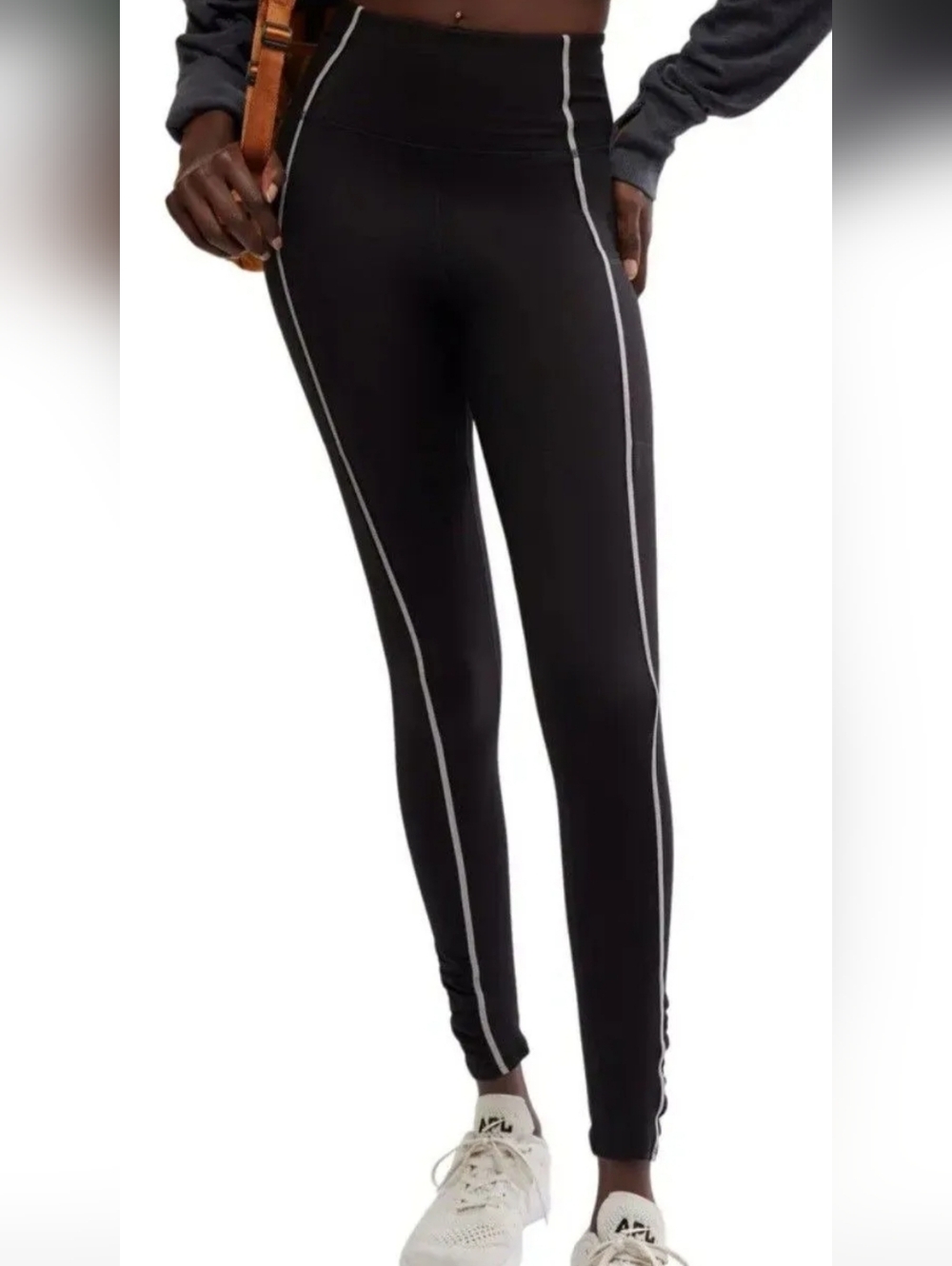 Free People Black Leggings with White Contrast Piping Size M